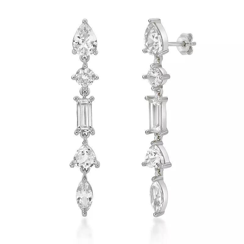 Gemminded Sterling Silver Lab-Created White Sapphire Drop Earrings, Women's Product Image