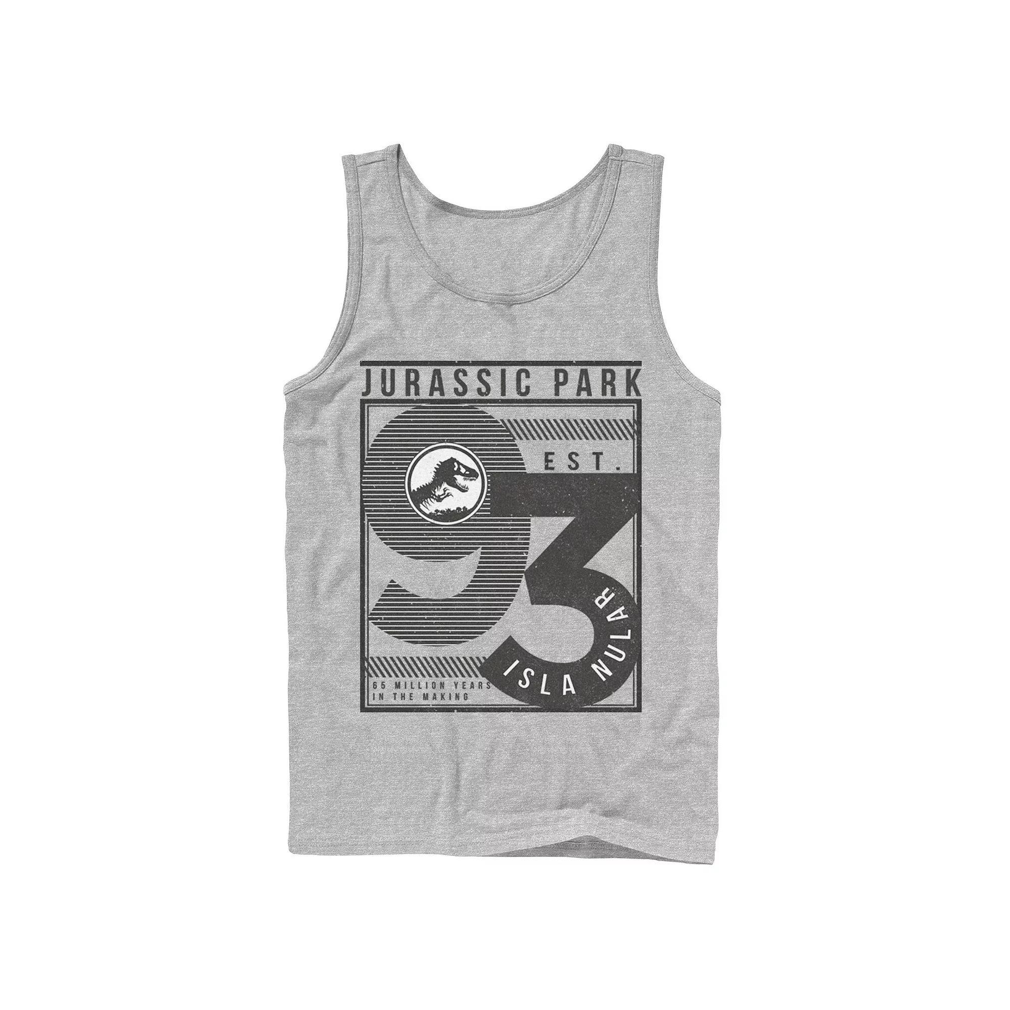 Men's Jurassic Park Est. 93 Isla Nublar Poster Tank Top, Size: Large, Athletic Grey Product Image
