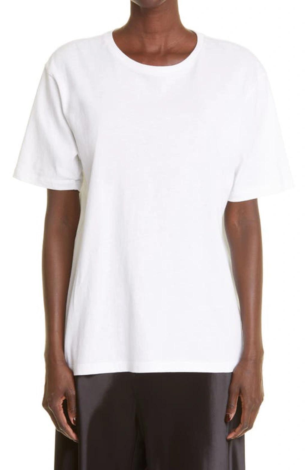 KHAITE Womens White Mae Brand-patch Cotton-jersey T-shirt In Cream Product Image