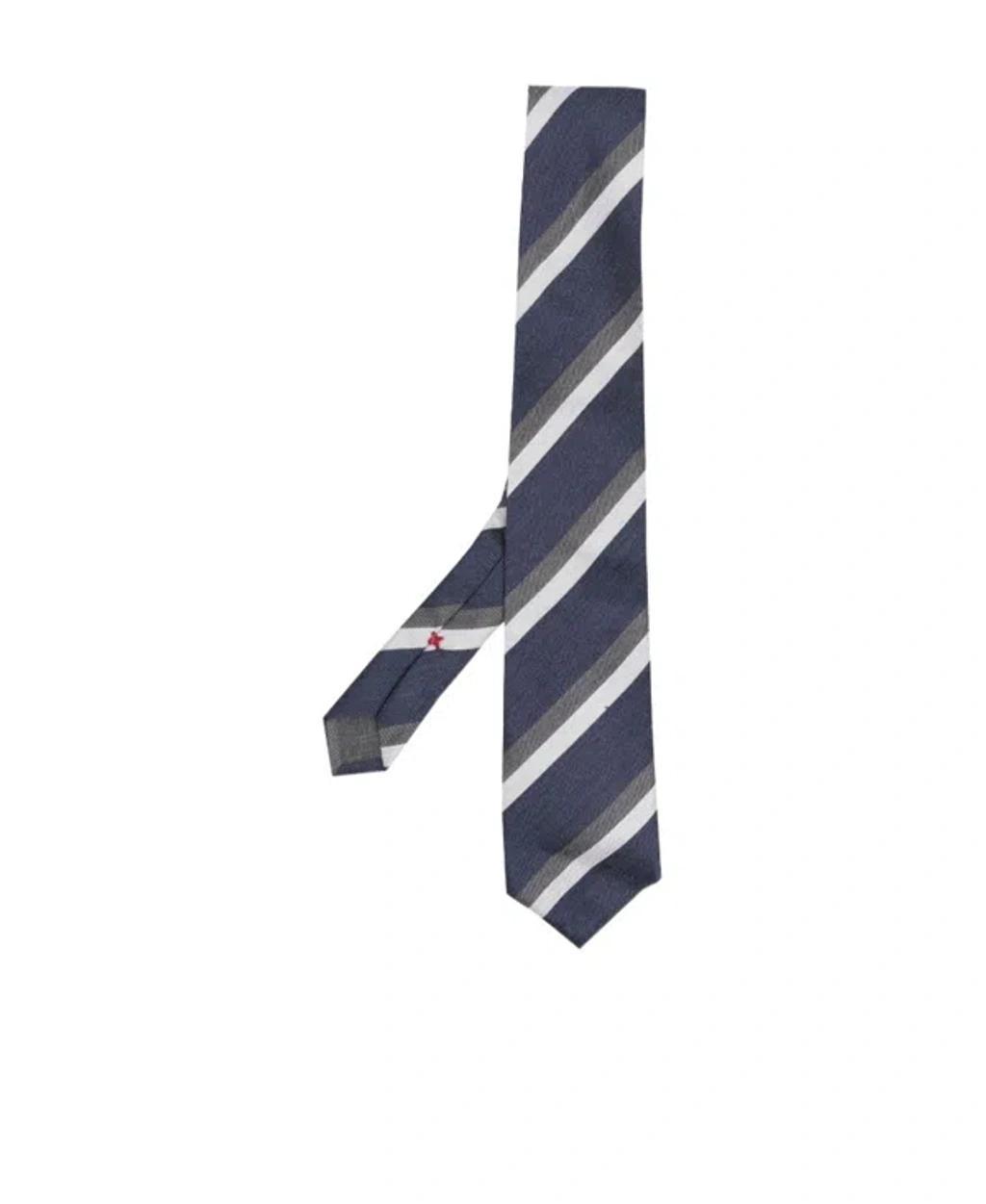 BRUNELLO CUCINELLI Stripe-pattern Pointed-tip Tie In Black Product Image