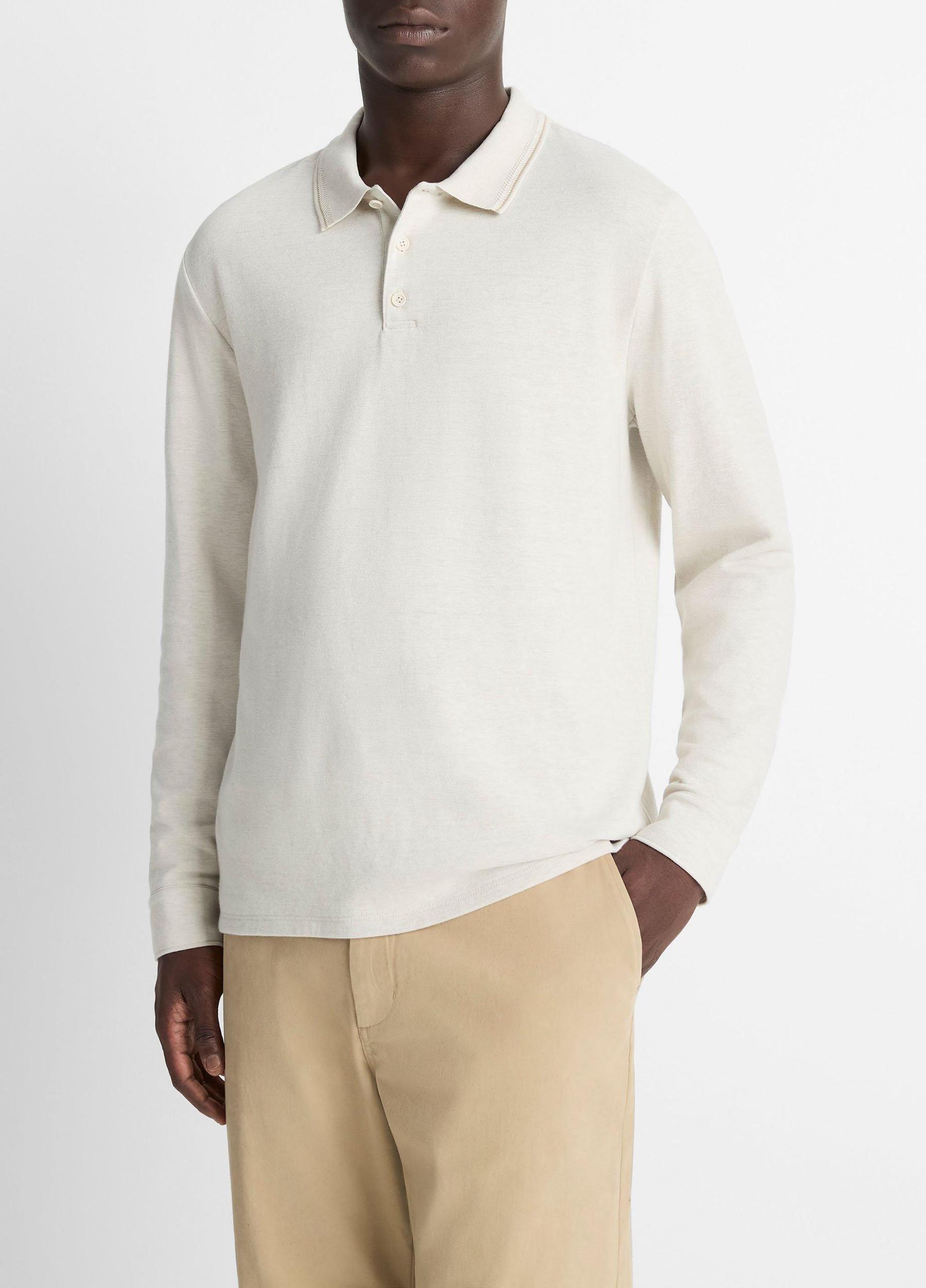Heathered Double-Face Cotton-Blend Polo Shirt Product Image