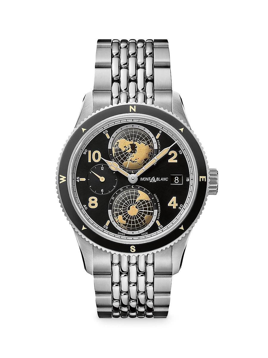 Mens Montblanc 1858 Geosphere Stainless Steel Bracelet Watch Product Image