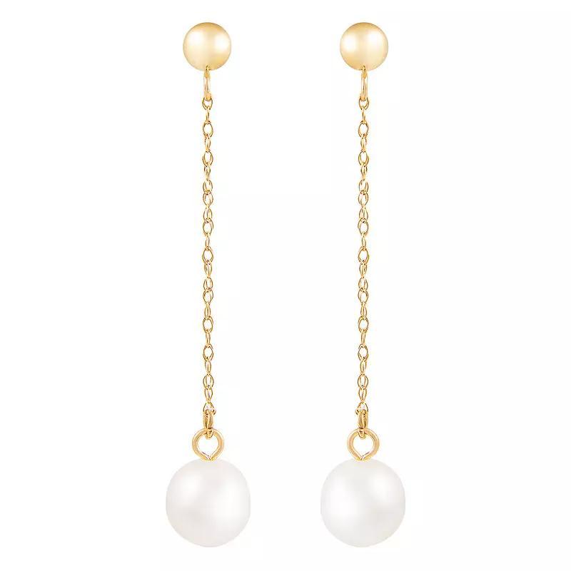 14k Gold Freshwater Cultured Pearl Drop Earrings, Women's Product Image