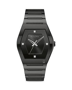 Bulova Mens Modern Gemini Black Stainless Steel Diamond Accent Bracelet Watch - 98D177 Product Image