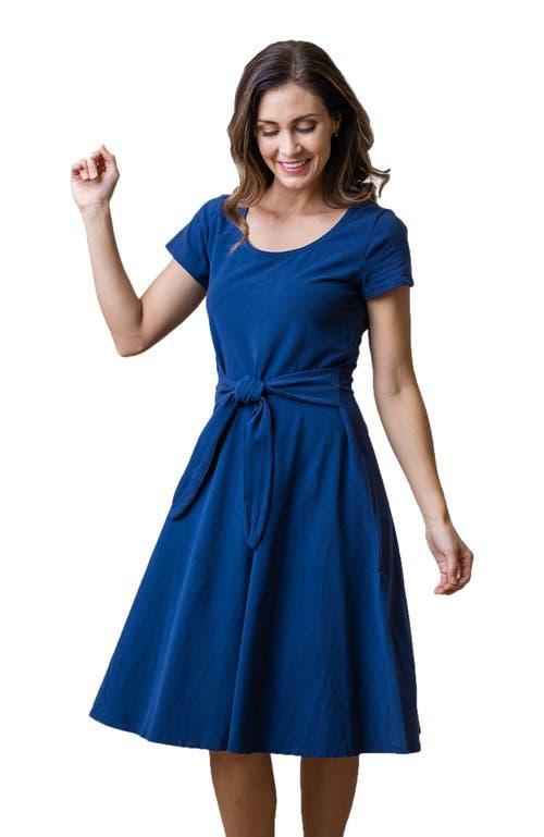 Hope & Henry Women's Organic Tie-Waist Knit Dress in Navy With White Stripe at Nordstrom, Size 12 Product Image