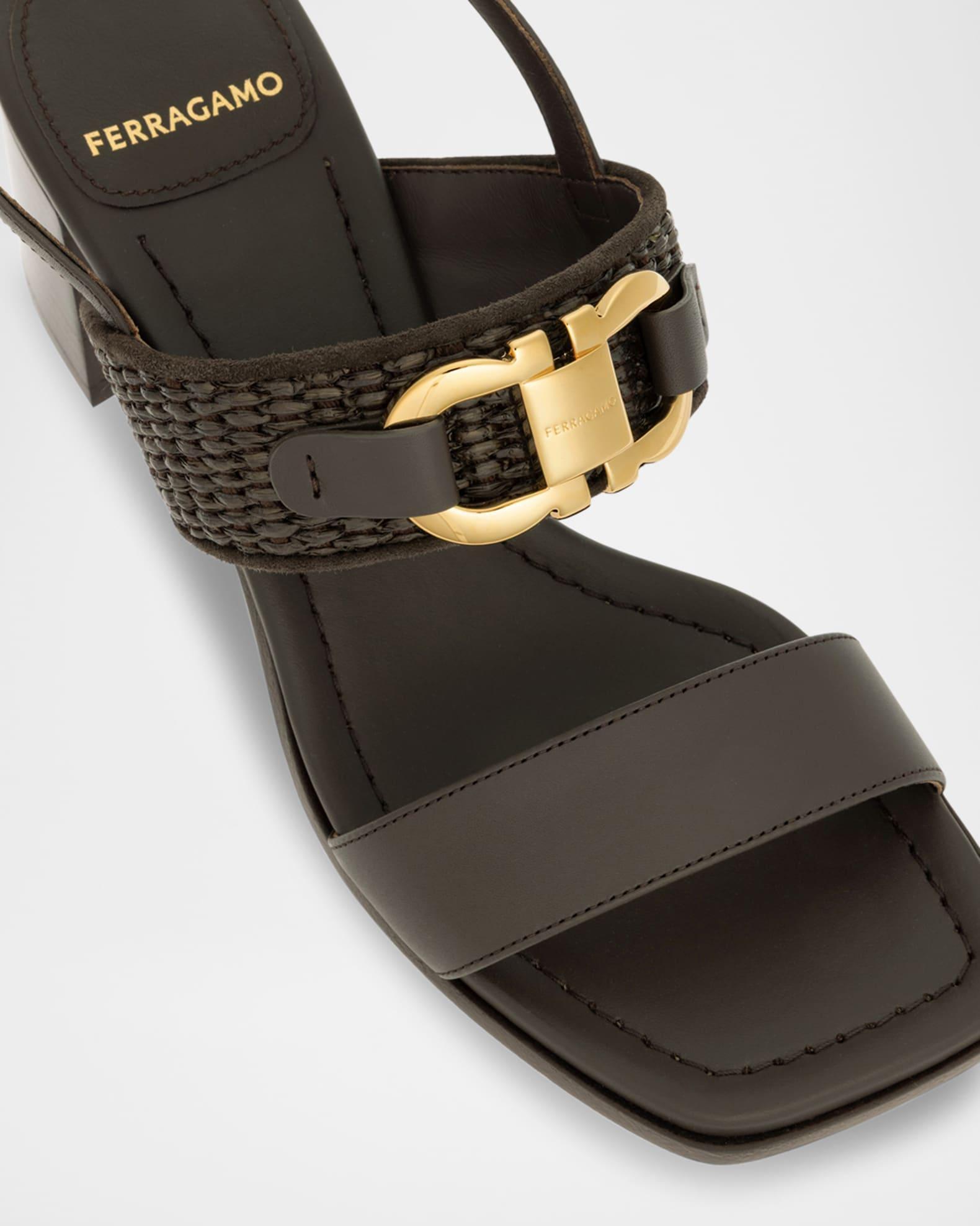Lou Gancini Bit Raffia Leather Sandals Product Image