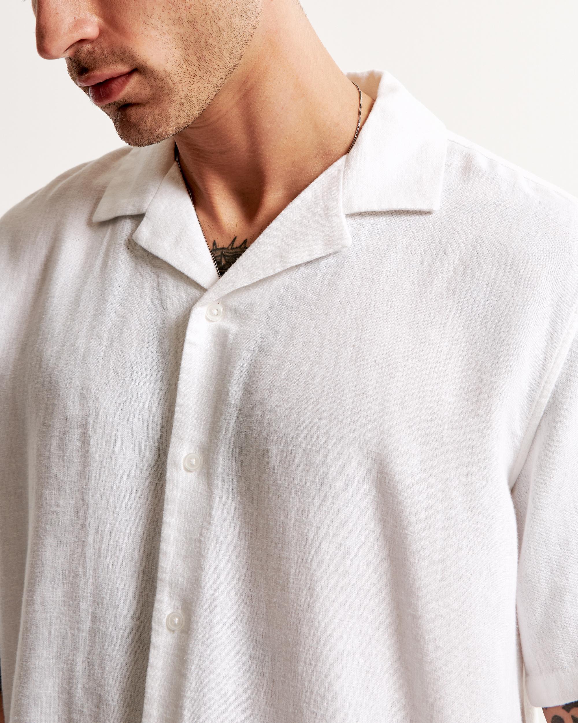 Camp Collar Linen-Blend Shirt Product Image