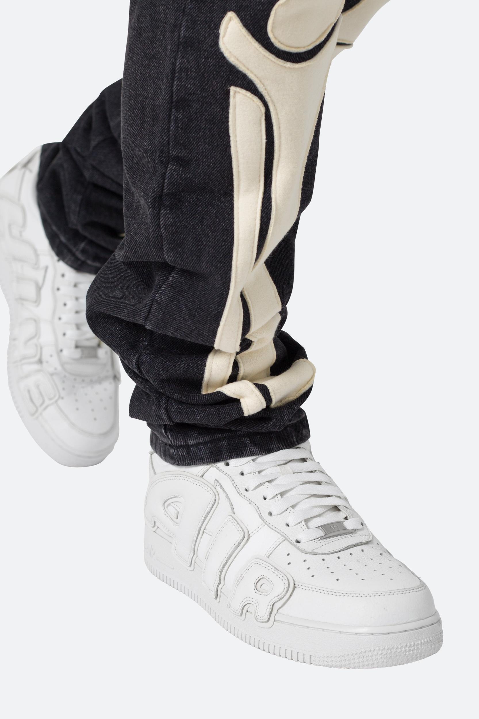 D184 Skeleton Straight Denim - Black/White Male Product Image