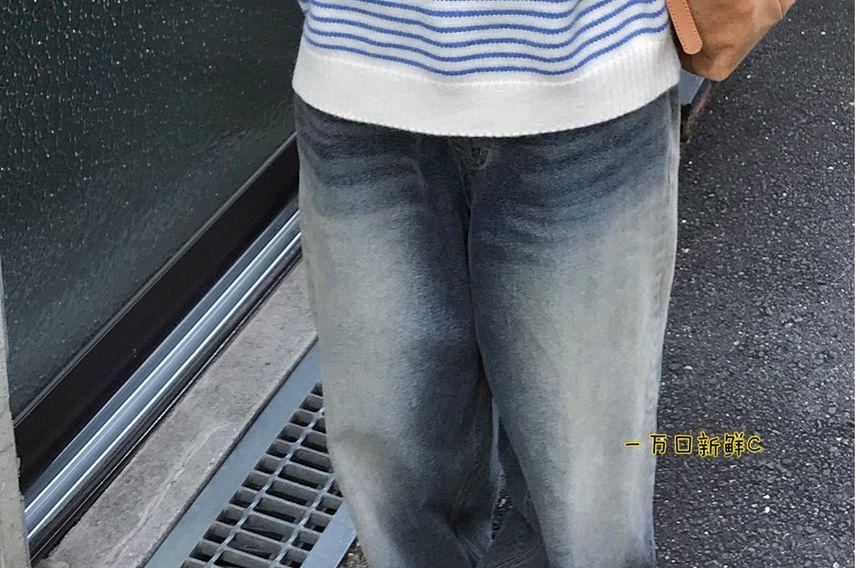 Long Sleeve Crew Neck Striped Sweater Product Image