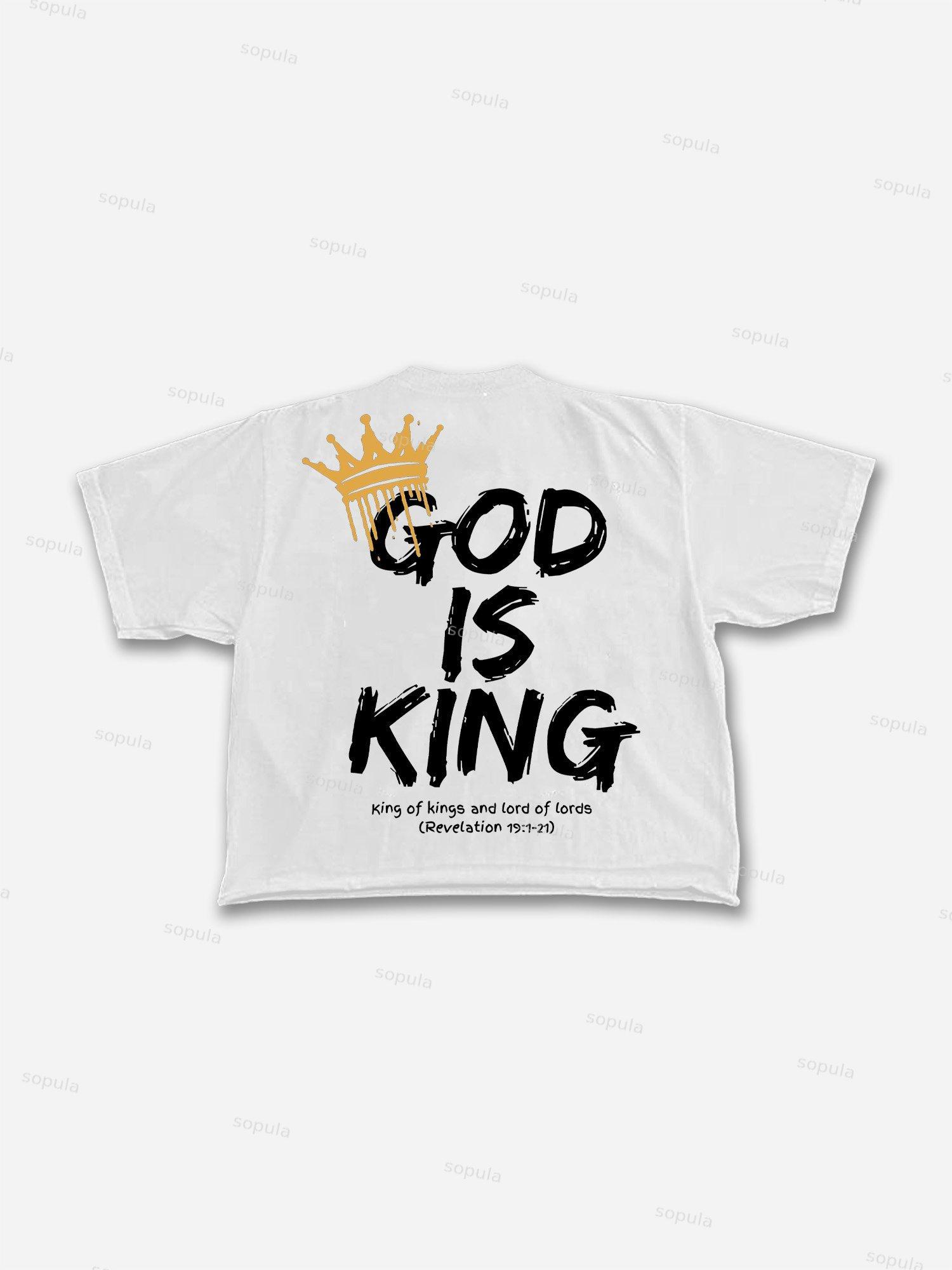 God Is King Printed Graphic Cropped T-shirt Product Image