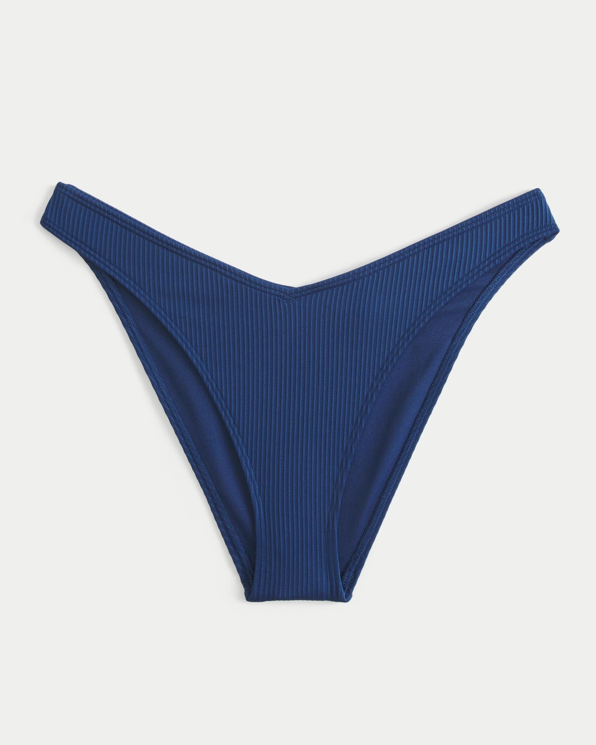Ribbed High-Leg V-Waist Cheeky Bikini Bottom Product Image
