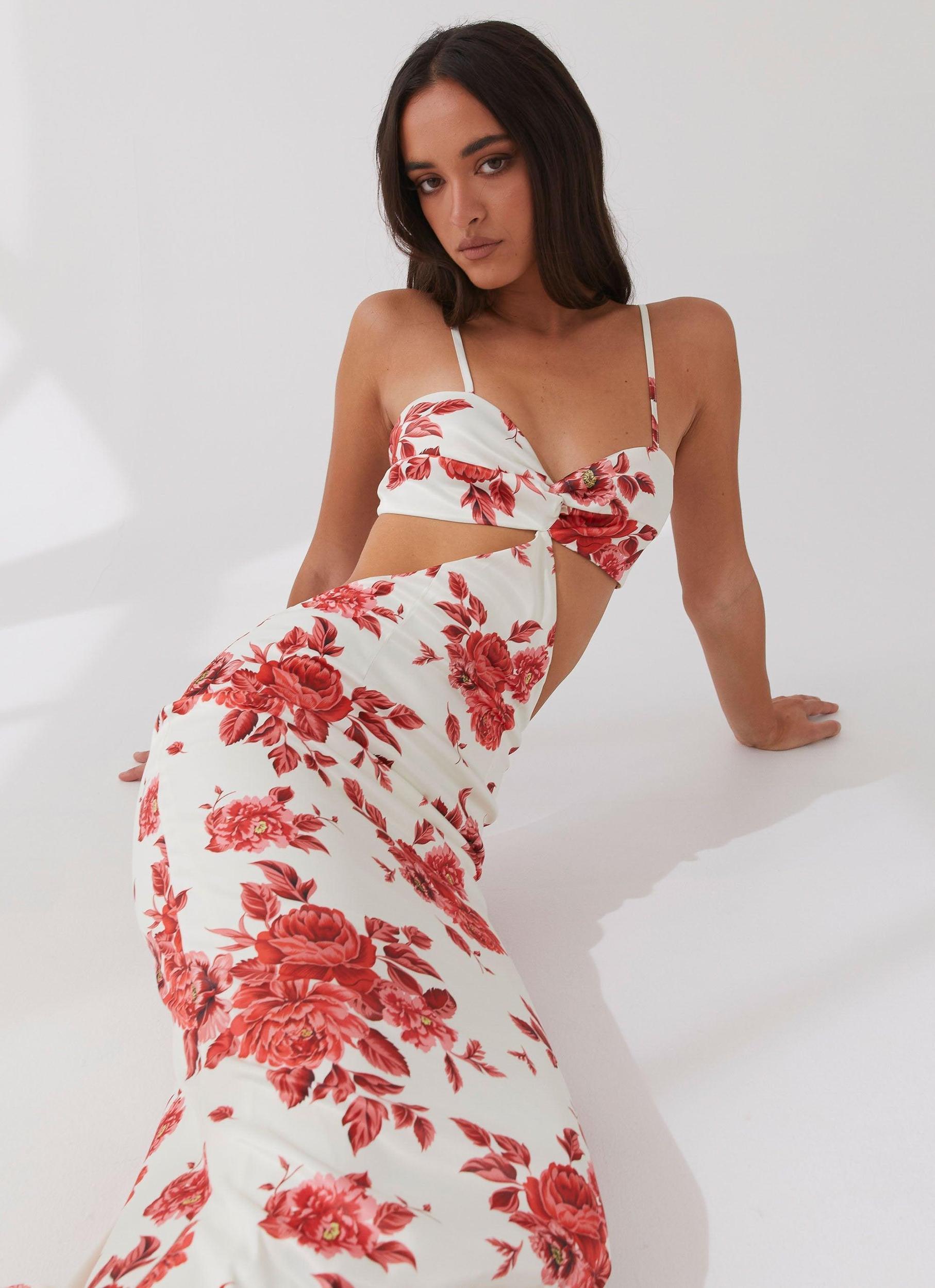 Rosie Satin Maxi Dress - Rosa Floria Product Image