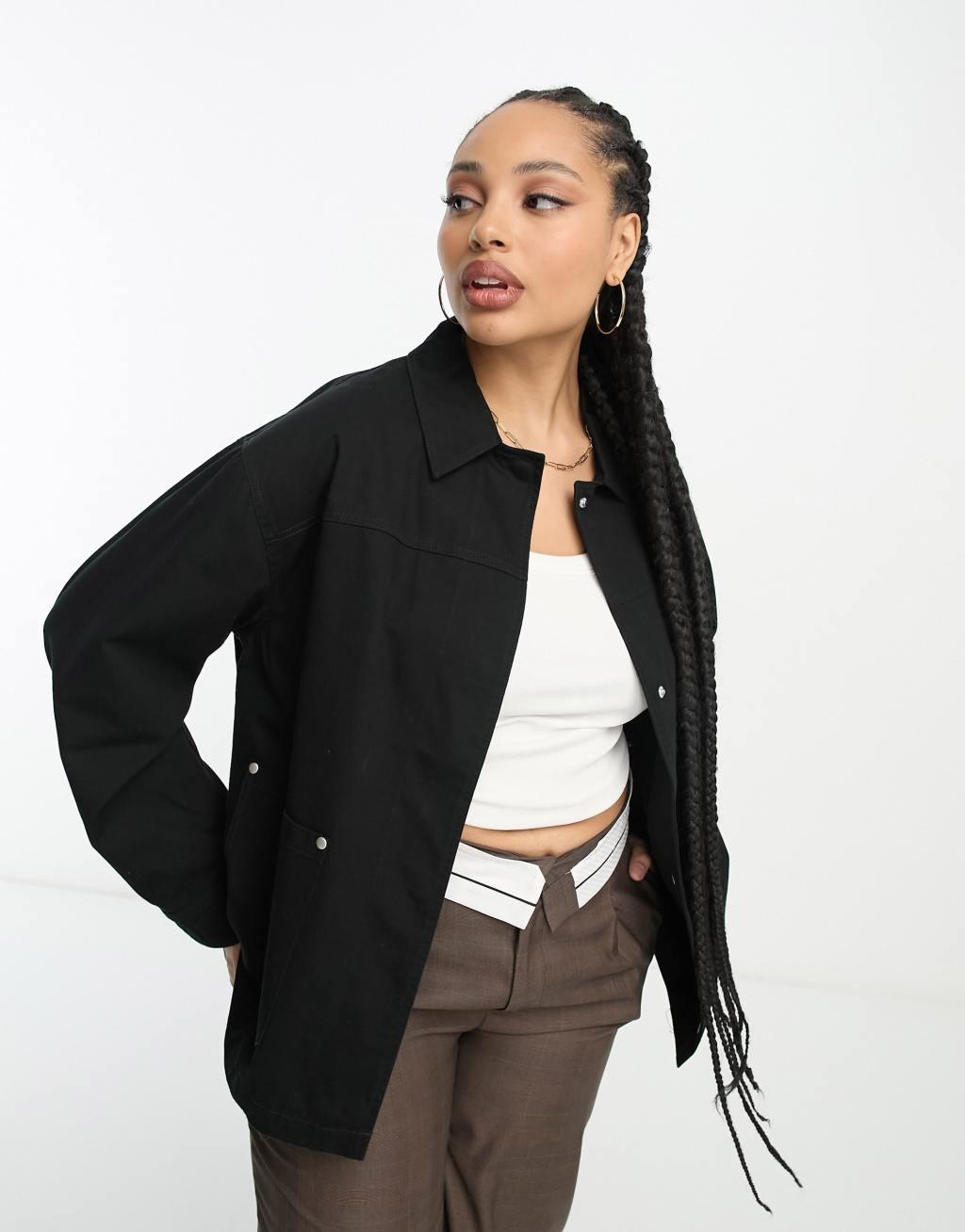 ASOS DESIGN Curve lightweight cotton pocket shacket Product Image
