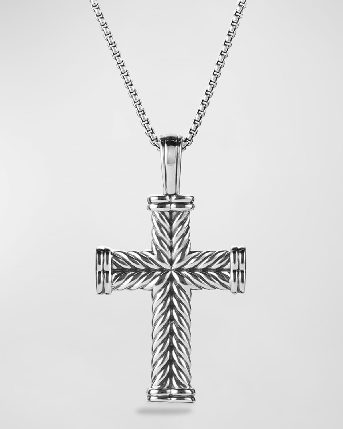 David Yurman Mens Chevron Cross Pendant in Sterling Silver, 40mm Product Image