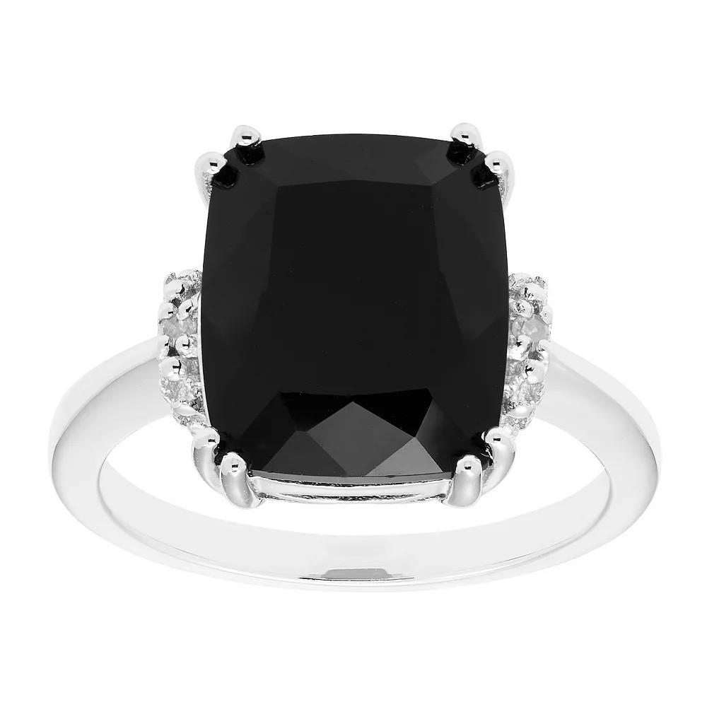 Sterling Silver Diamond Accent & Black Onyx Ring, Women's, Size: 7 Product Image