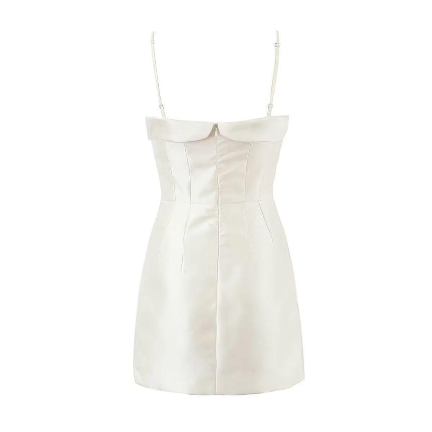 Sleeveless Bow Accent Satin Mini Bodycon Dress Product Image