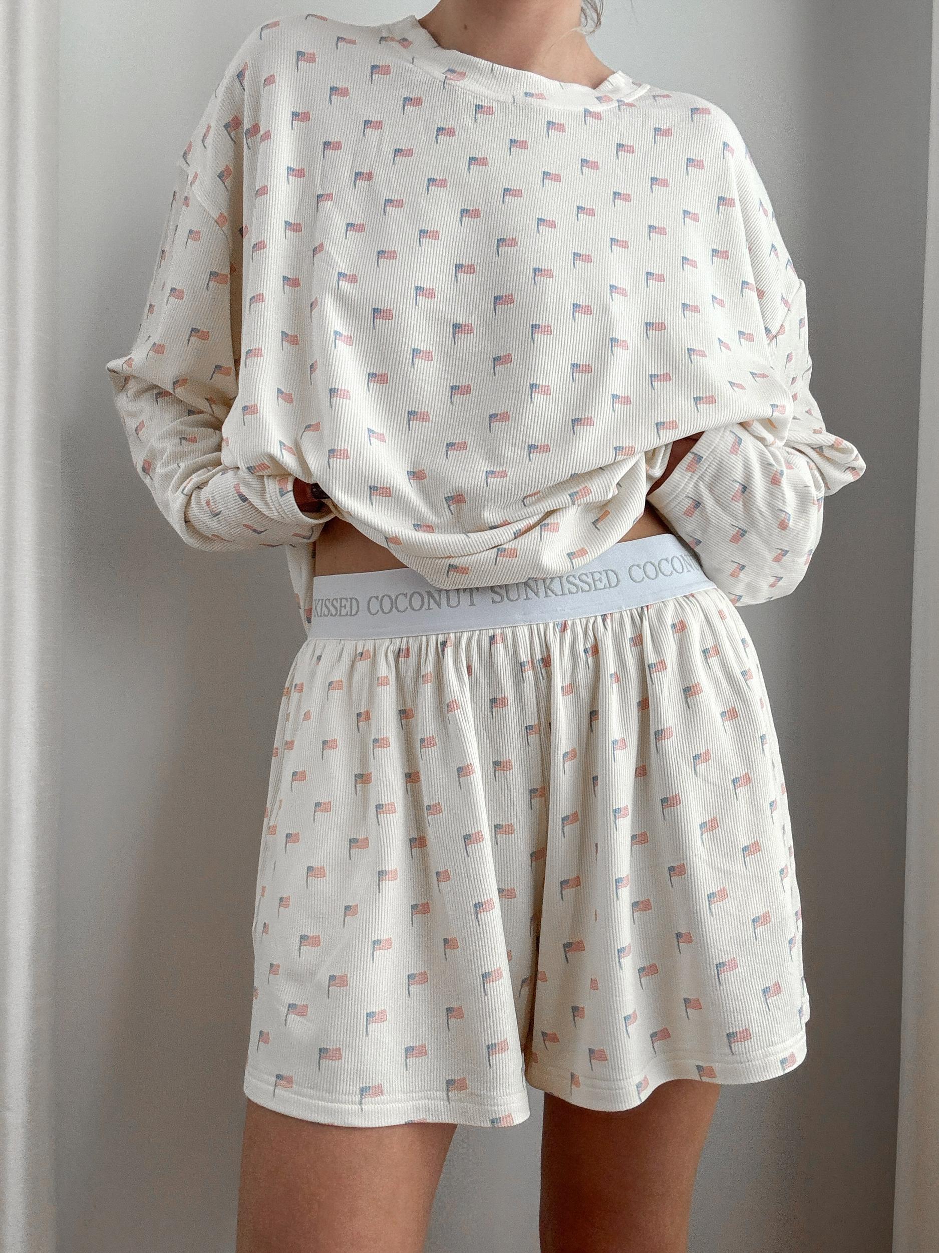 White American Flag Pajama Pattern Top Product Image