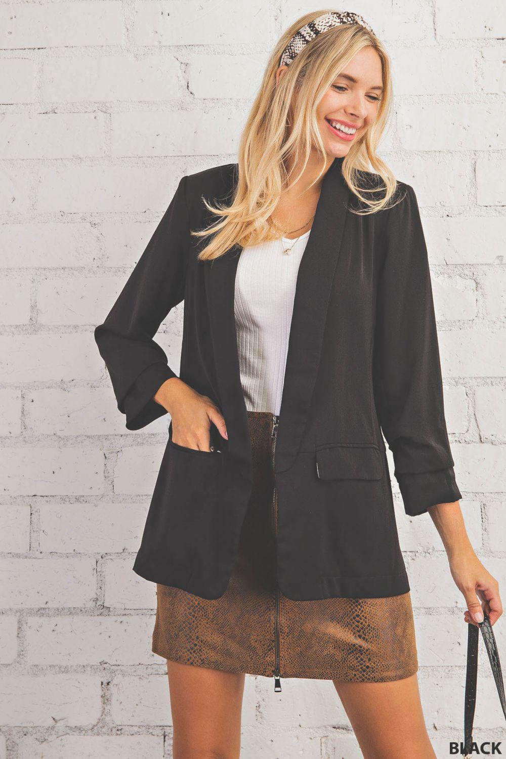 5524   Traci Ruched Sleeve Lined Blazer - Reg & Plus! Product Image