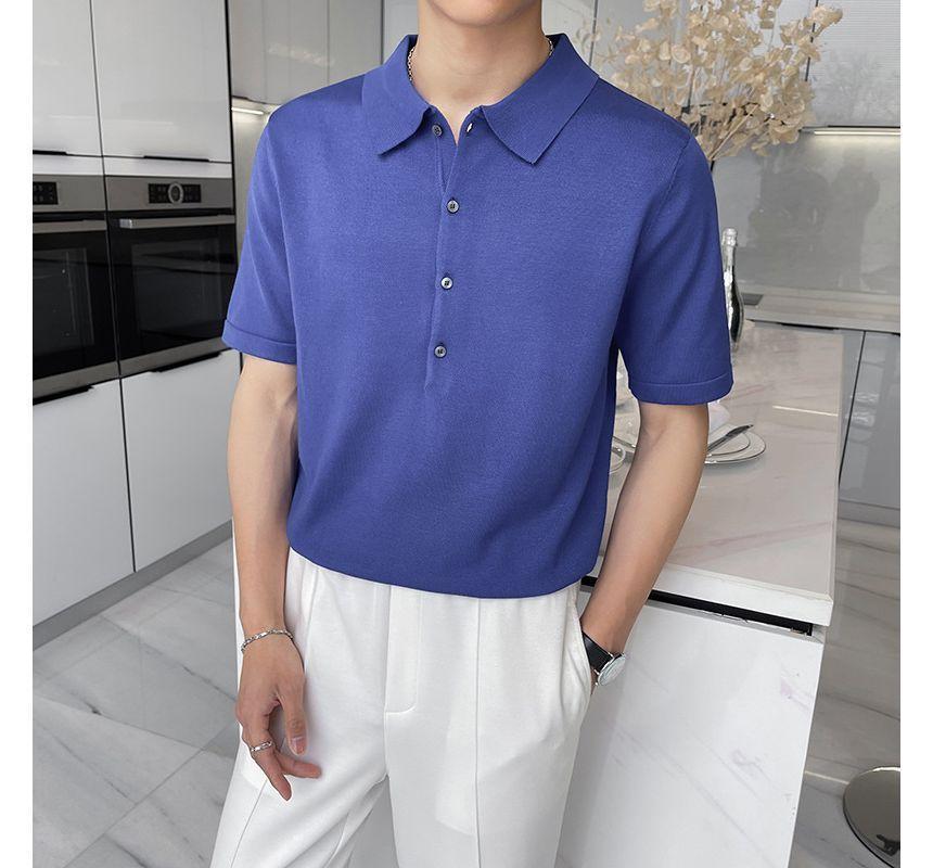 Short-Sleeve Plain Polo Shirt Product Image