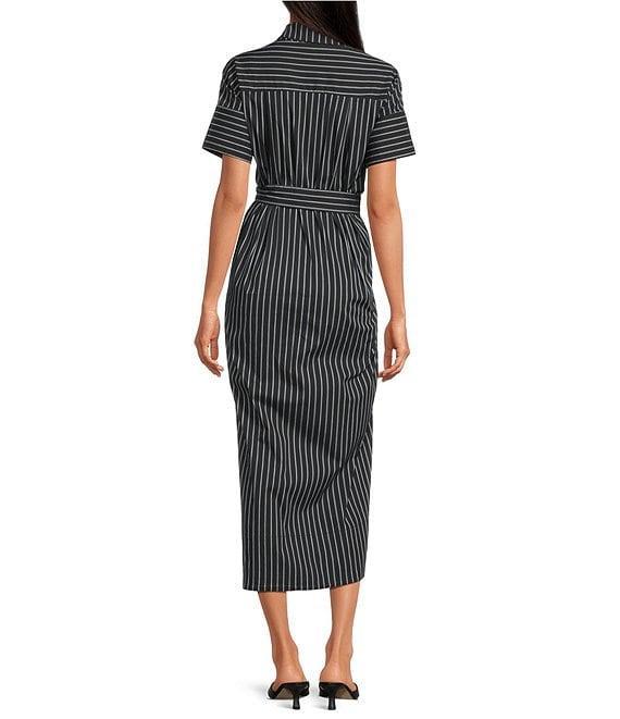 ELAN Striped Short Sleeve Oversized Maxi Shirtdress Product Image