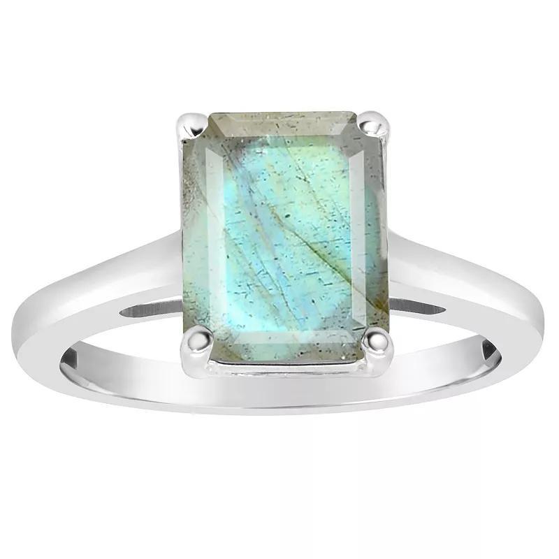 Alyson Layne Sterling Silver Emerald Cut Labradorite Ring, Women's, Size: 8 Product Image