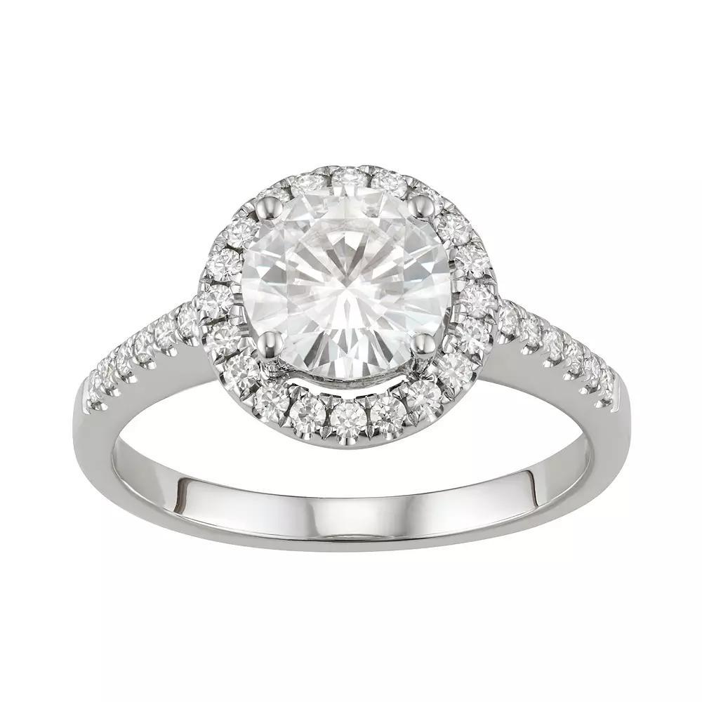 14K White Gold Lab-Created Moissanite 1 3/4 Carat T.W. Round Halo Ring, Women's, Size: 6, 14kwh Gold Product Image
