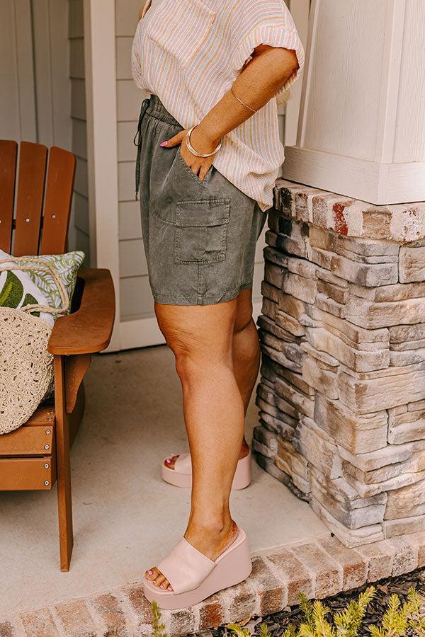 The Aleena High Waist Shorts In Olive Curves Product Image