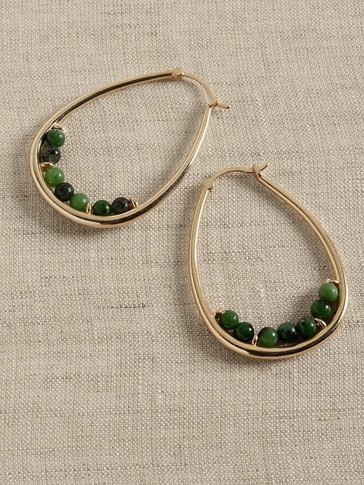 Semi-Precious Stone Hoop Earrings Product Image