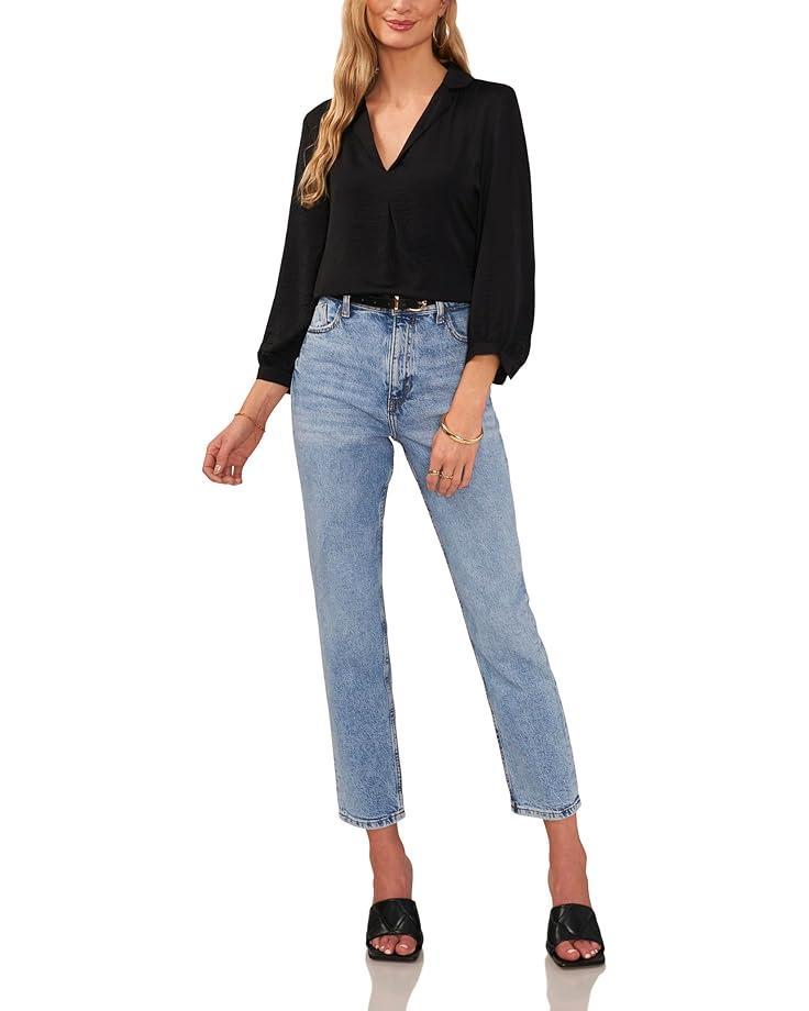 Peasant Split Neck Long Sleeve Blouse With Ties Product Image