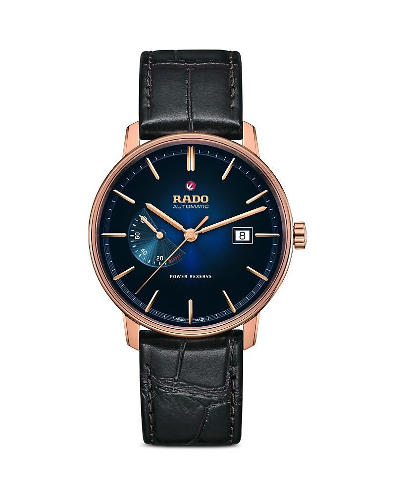 RADO Unisex Coupole Classic Automatic Power Reserve Blue Dial Brown Leather Strap Watch Product Image