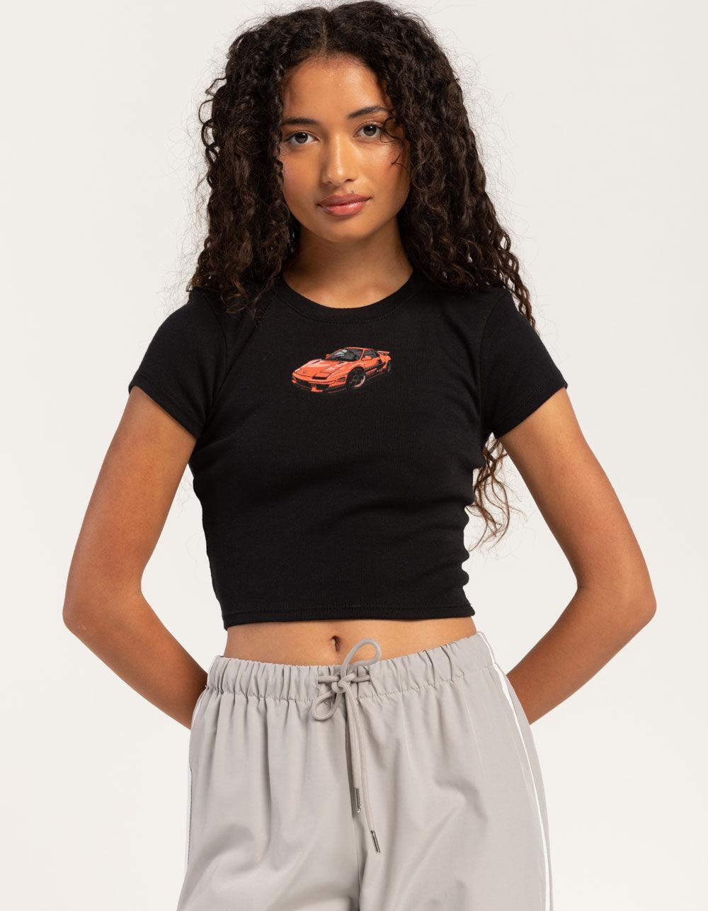 RSQ Womens Car Baby Tee - BLACK Product Image