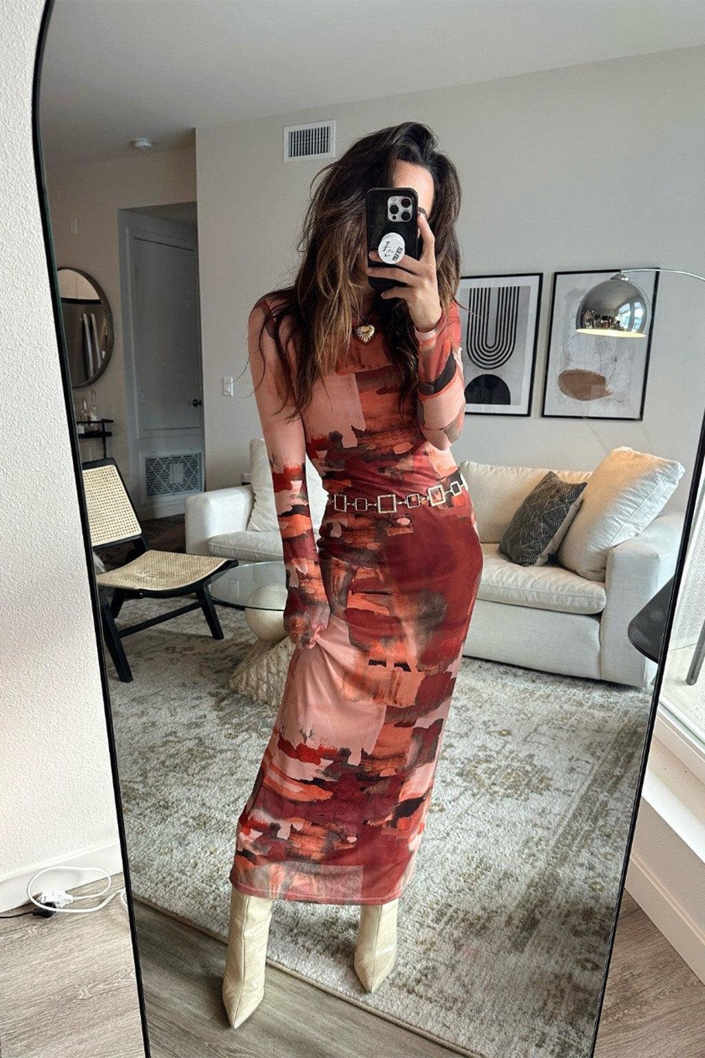 Casanova Printed Mesh Maxi Dress Product Image