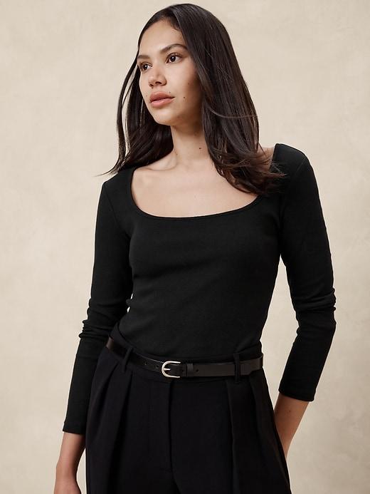 Ribbed Square-Neck Top Product Image