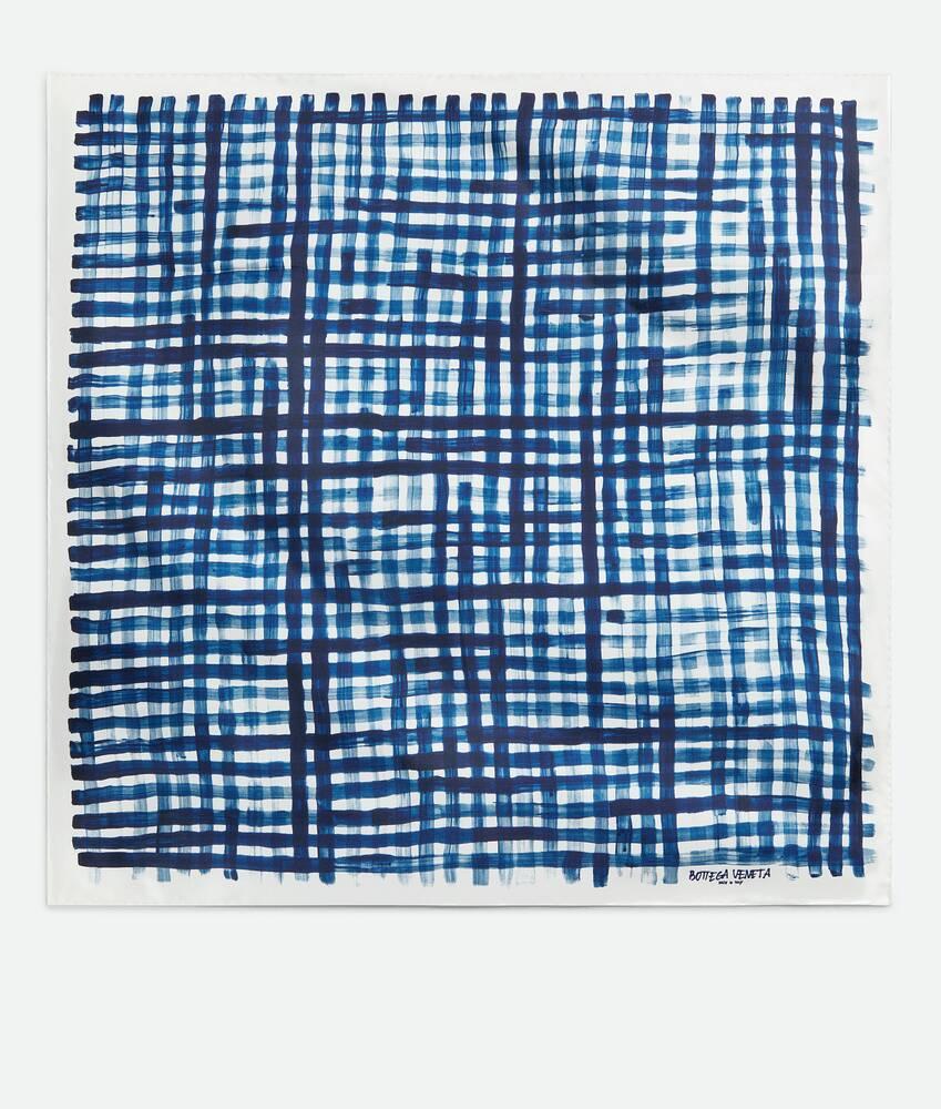 Women's Printed Silk Check Foulard  in Blue/white Product Image
