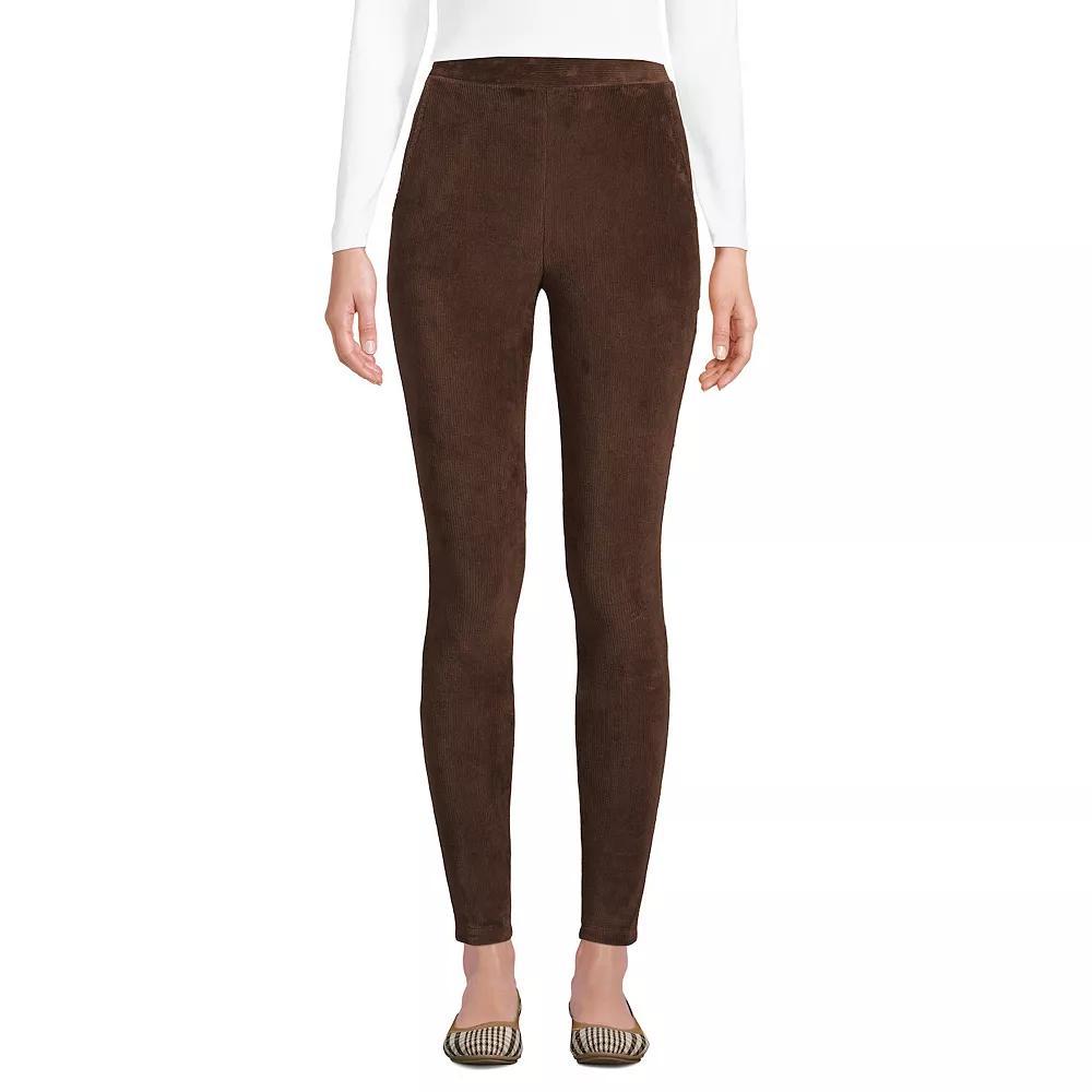 Women's Lands' End Sport High-Rise Corduroy Leggings, Size: Medium, Black Plum Product Image