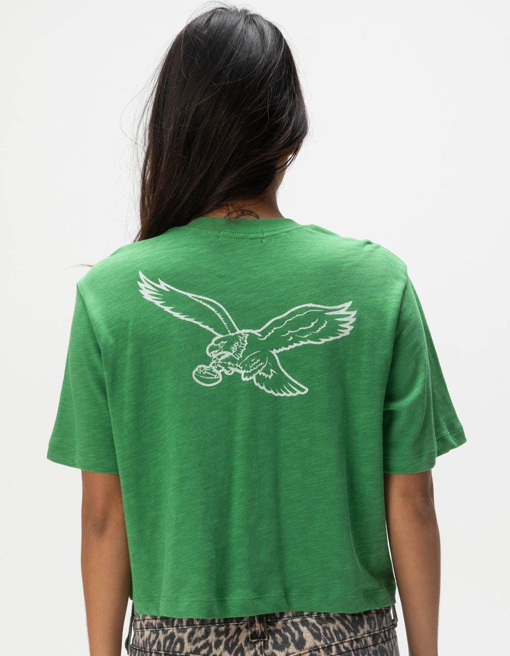 JUNK FOOD Philadelphia Eagles Dual Threat Womens Crop Tee - GREEN Product Image