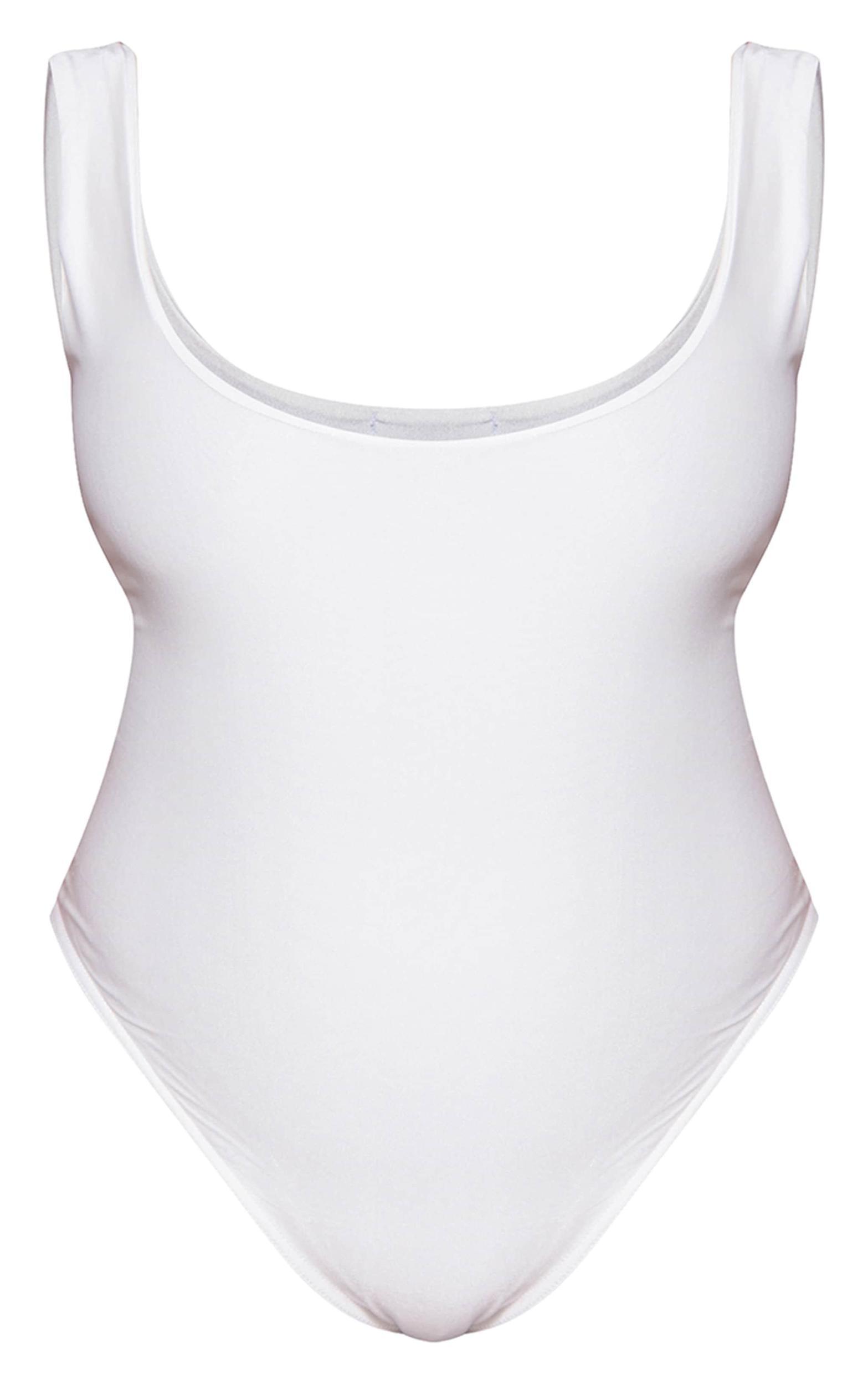 Plus White Scooped Neck Swimsuit Product Image
