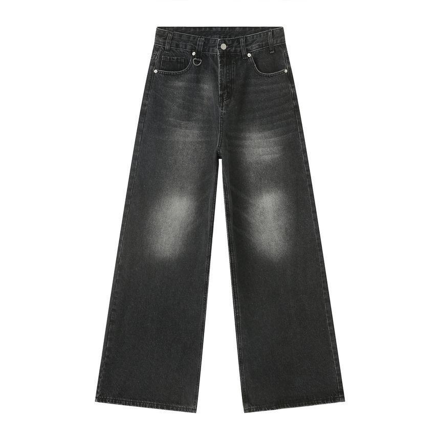 Mid Rise Washed Wide Leg Jeans Product Image