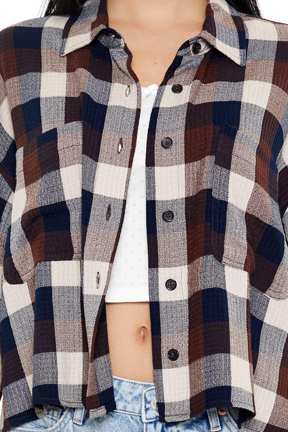 Plaid Cropped Flannel Shirt | Forever 21 Product Image