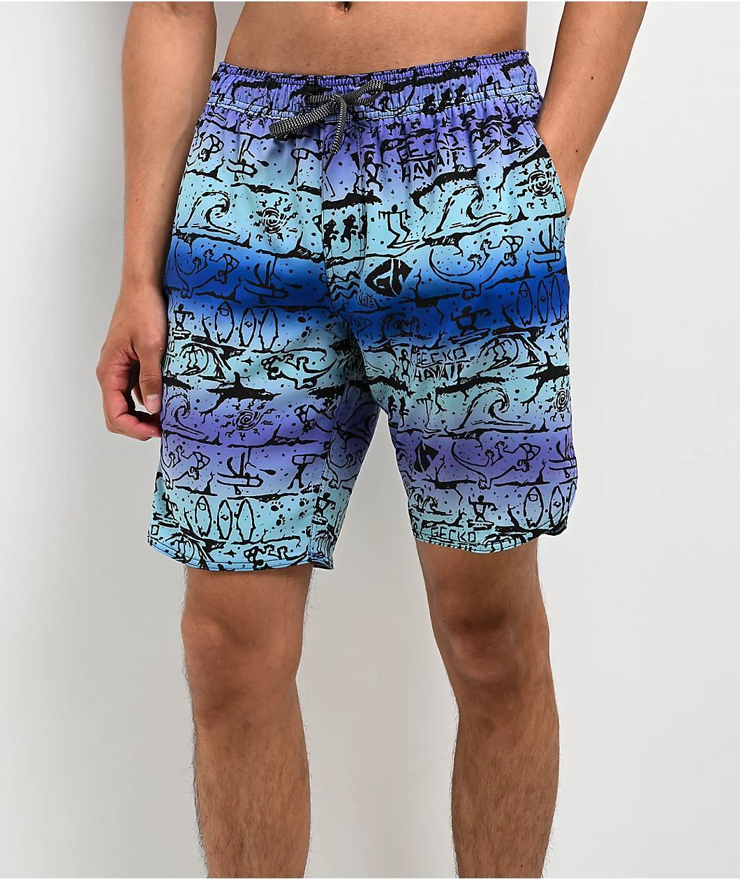 Gecko Ombre Wall Blue Board Shorts Product Image