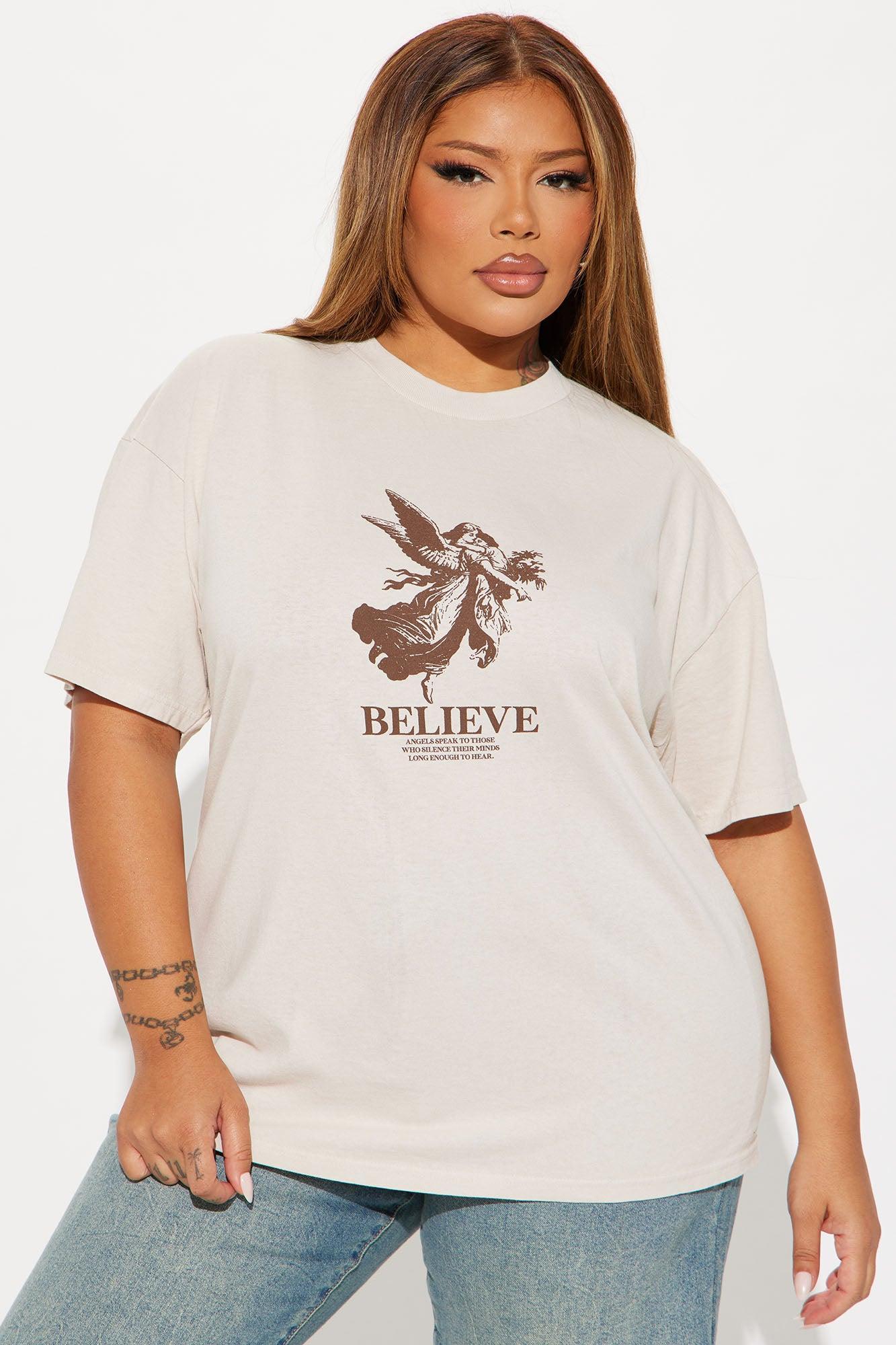 Never Stop Believing Graphic Tee - Taupe/combo Product Image