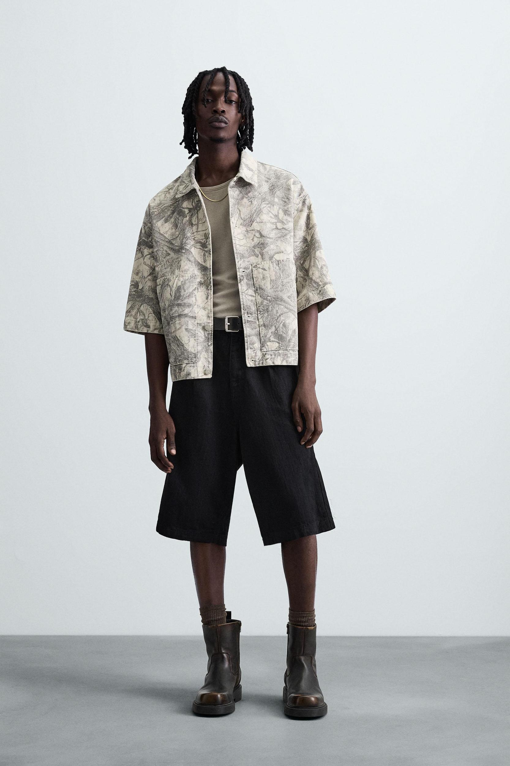 WASHED ABSTRACT PRINT OVERSHIRT Product Image