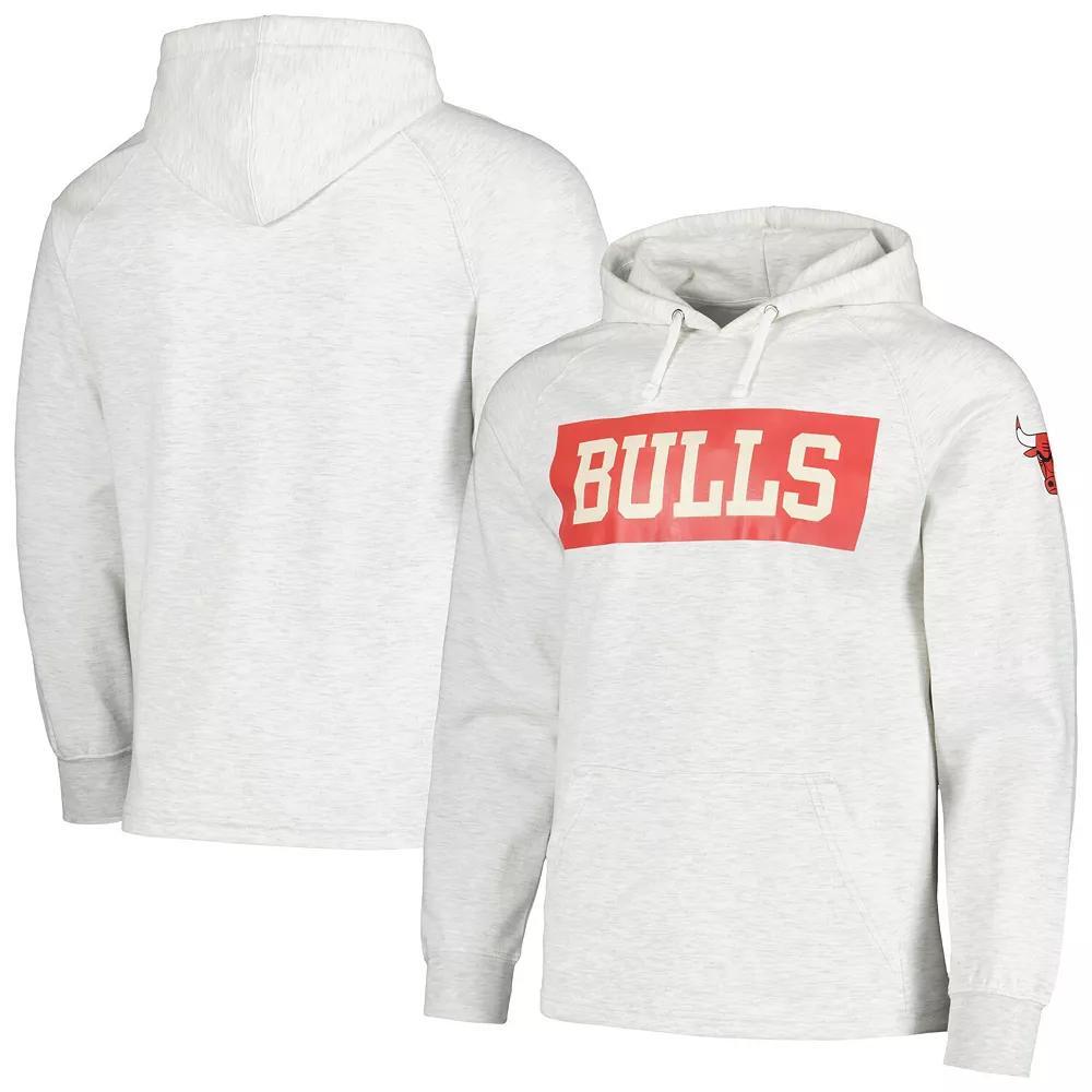 Men's Fanatics Ash Chicago Bulls Softhand Raglan Tri-Blend Pullover Hoodie, Size: Large, Black Product Image