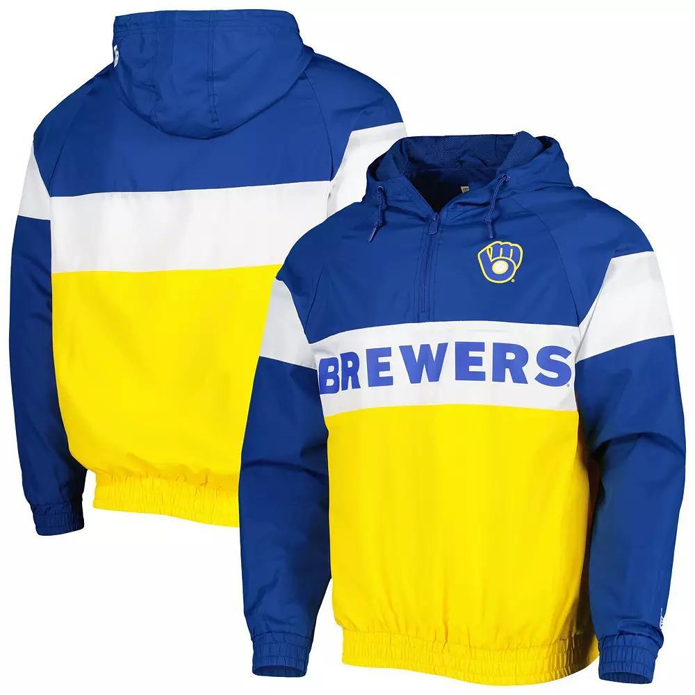 Men's New Era Gold Milwaukee Brewers Raglan Quarter-Zip Hoodie, Size: XL Product Image