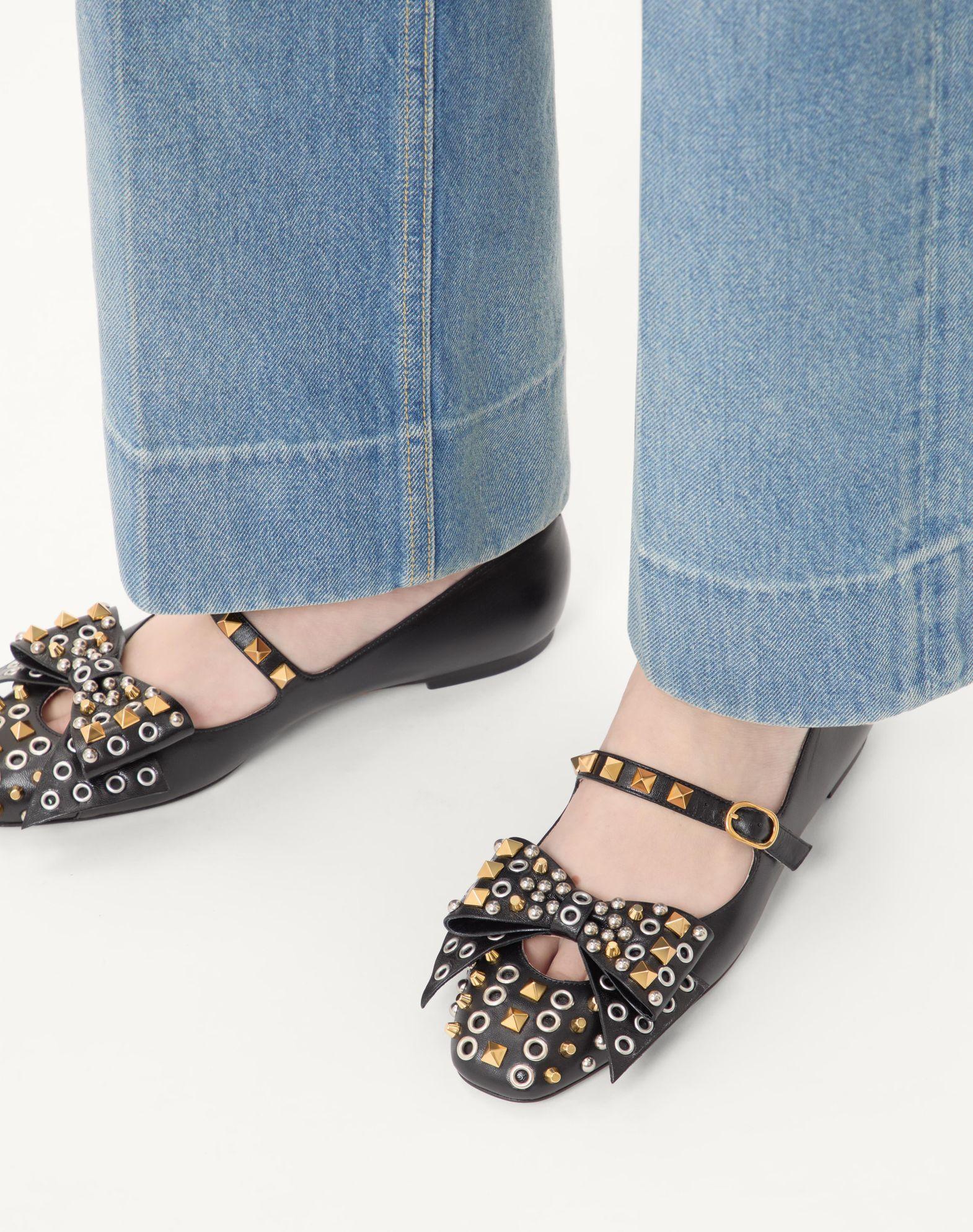Mary-Jane Bowow Ballerina In Kidskin With Studs Product Image