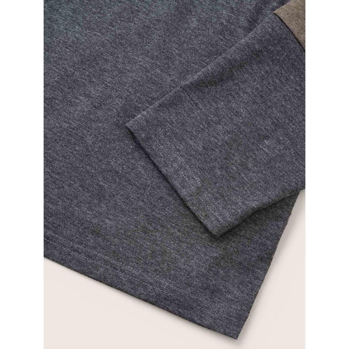 Plus Size Two Tone Contrast Round Neck T-shirt Multicolor Women Casual Contrast Plain Round Neck Everyday T-shirts BloomChic 28/5X Product Image
