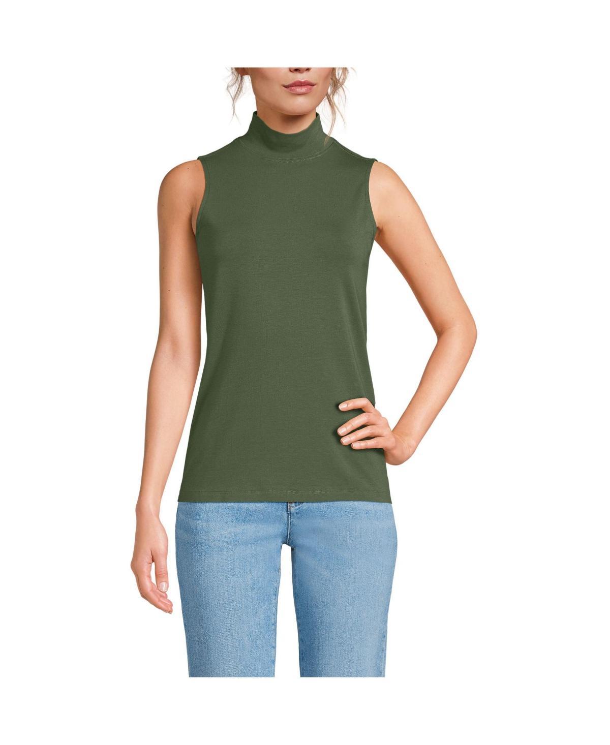 Women's Lands' End Sleeveless Mockneck Top, Size: Small, Black Product Image