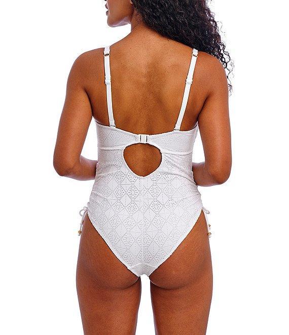 Freya Nomad Nights Crochet Scoop Neck High Leg Underwire Extended Bra Size One Piece Swimsuit Product Image