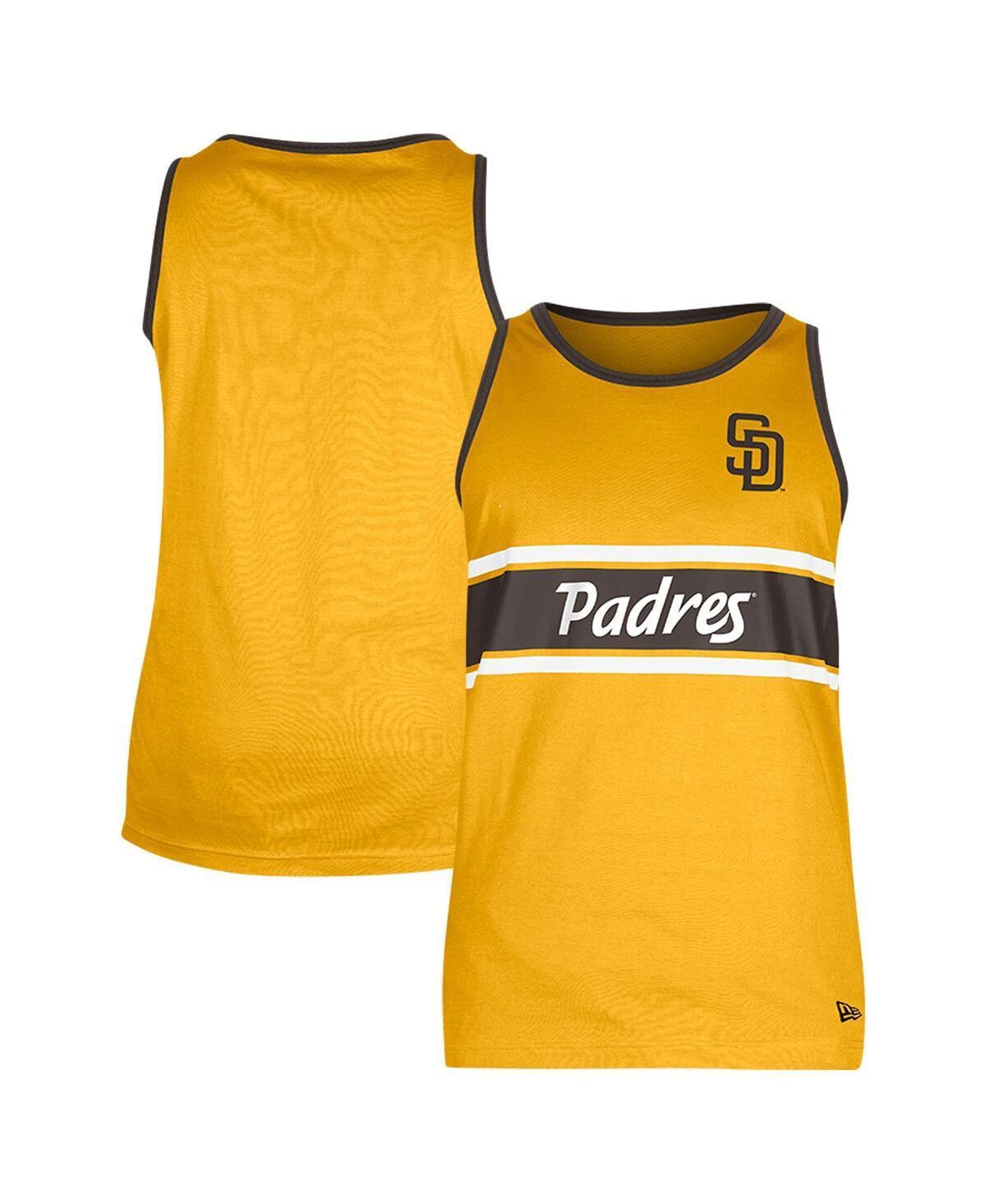 Men's New Era Gold San Diego Padres Jersey Ringer Tank Top, Size: Medium Product Image