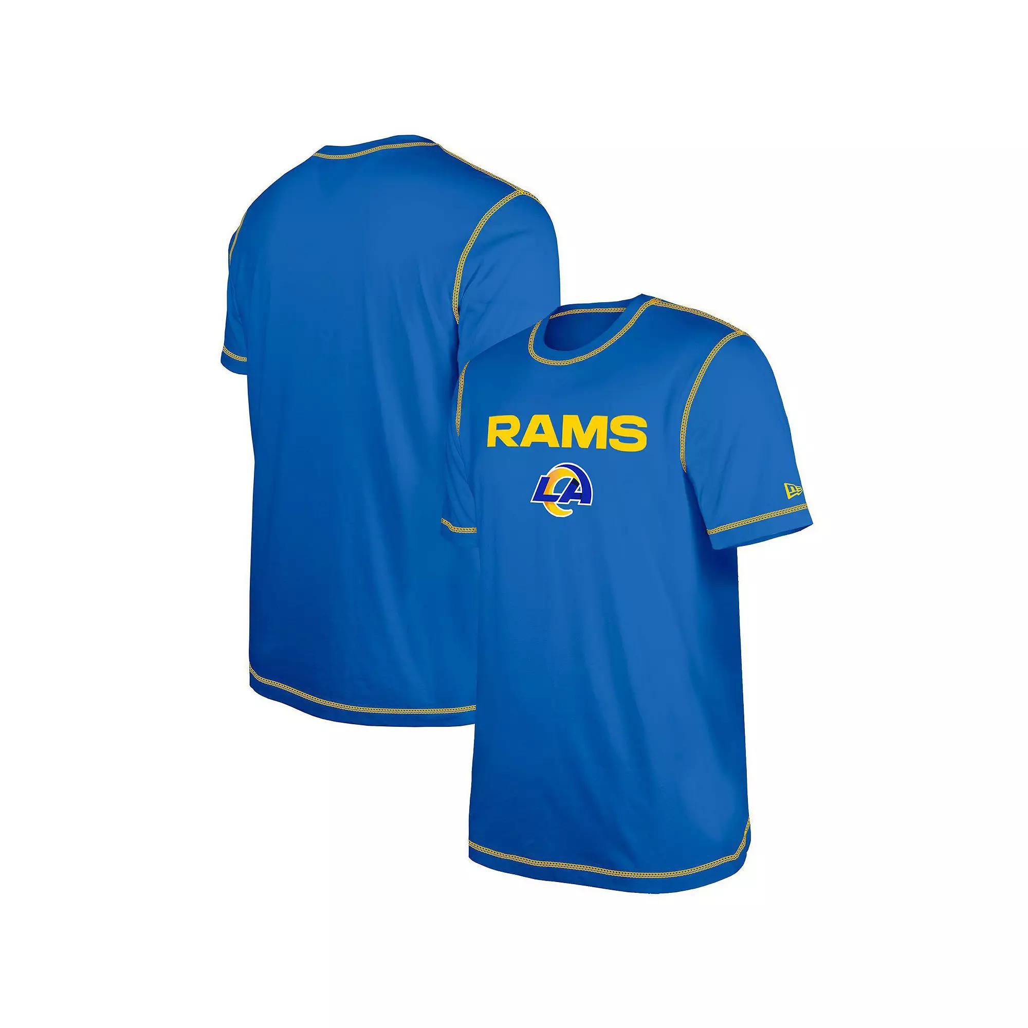 Men's New Era  Royal Los Angeles Rams Third Down Puff Print T-Shirt, Size: Medium, Blue Product Image